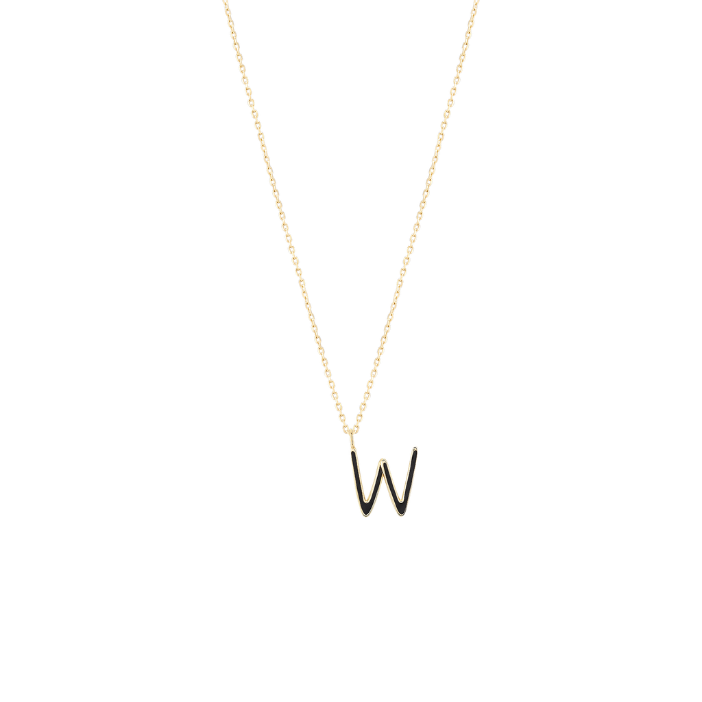 Golden Initial W Necklace