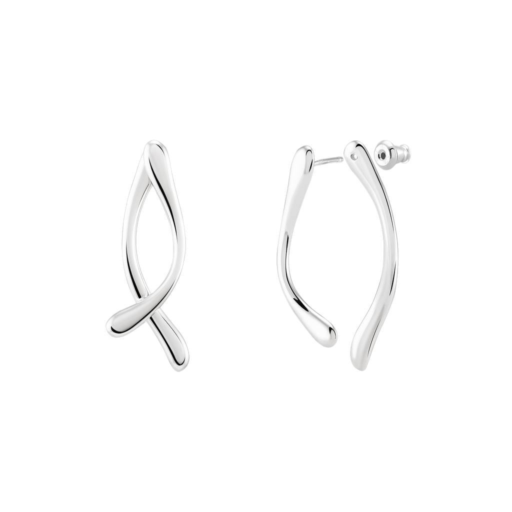 Double Boomerang Earrings Silver