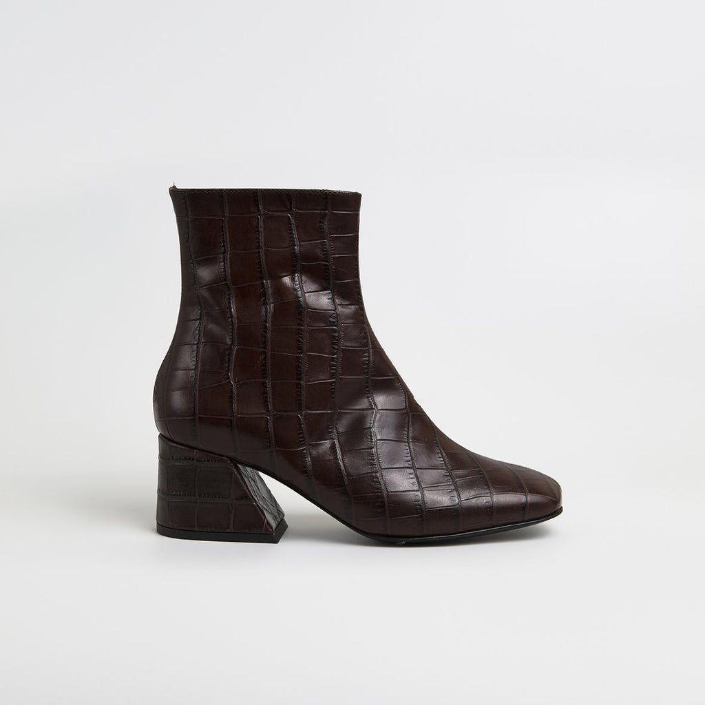DORIC - Brown Leather Square Toe Boots